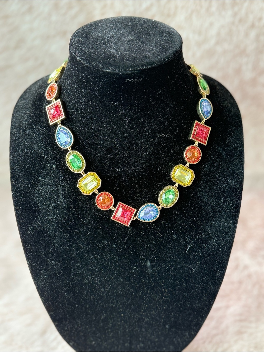 Multicolor Gemstone Necklace in Gold